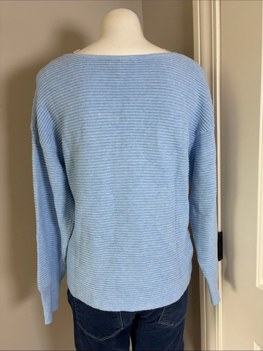 Tommy Bahama Bonita Sequin Ottoman Bateau Sweater Sky Blue Womens Sz M NEW